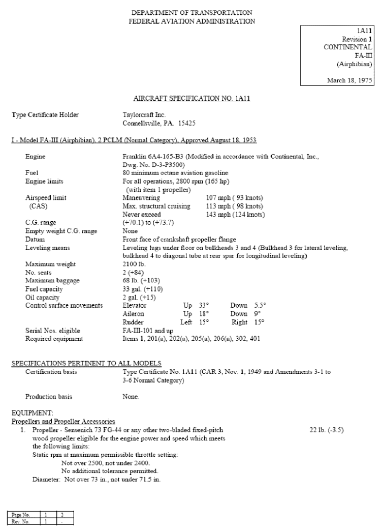 FAA Spec 1